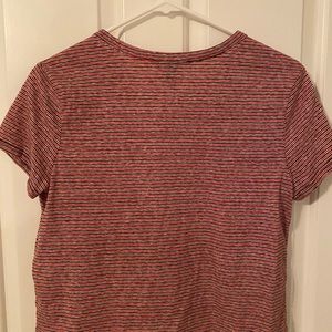 Black, White, & Red striped crop top